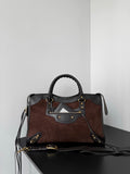 Brown Suede & Leather Balenciaga Le City Bag