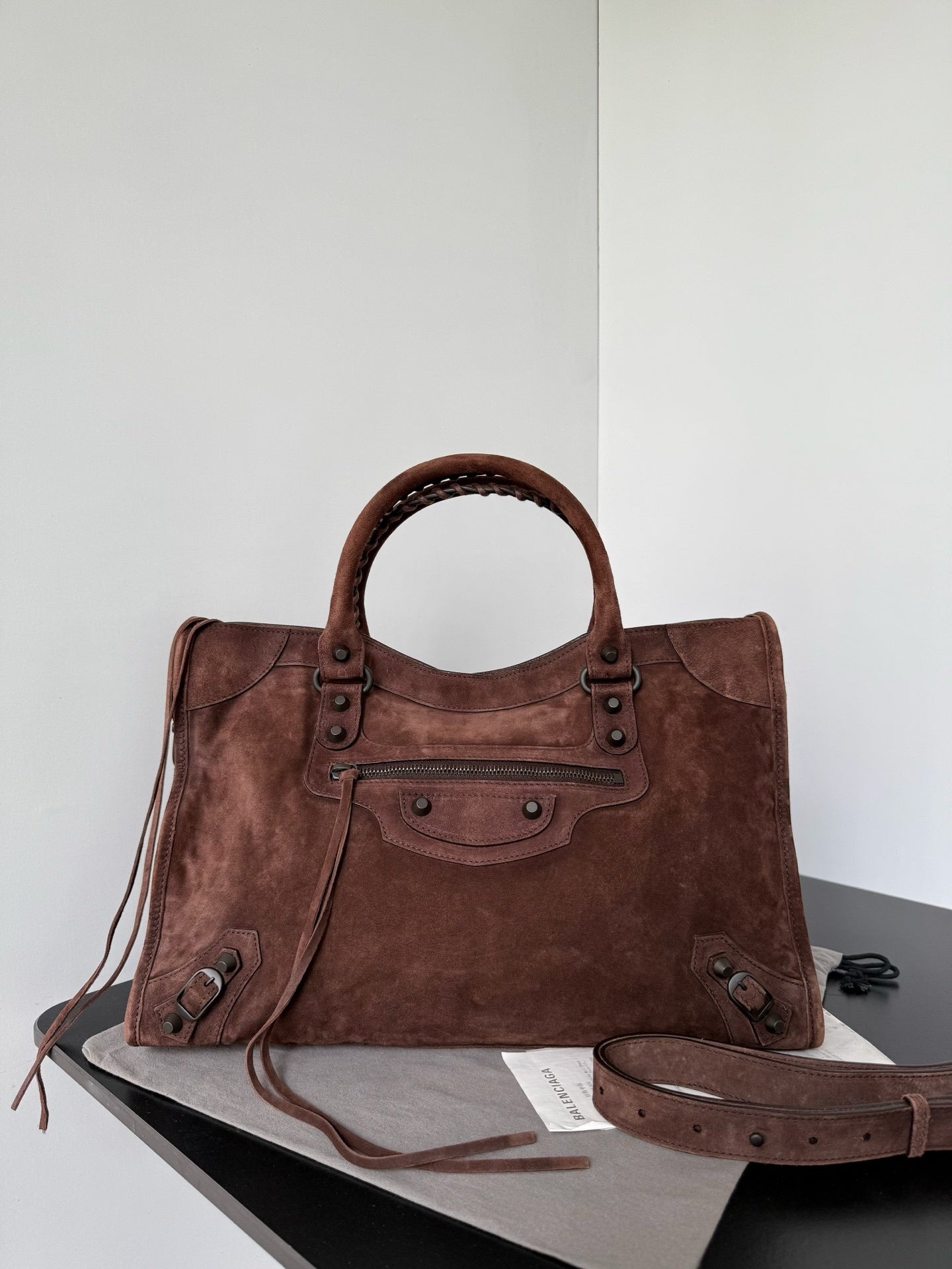 Medium Brown Suede Le City Balenciaga Bag