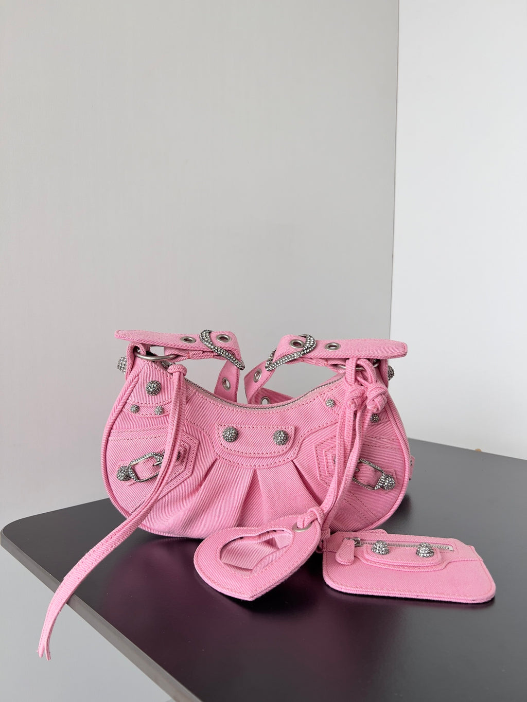 Small Pink Balenciaga Denim Le Cagole Bag