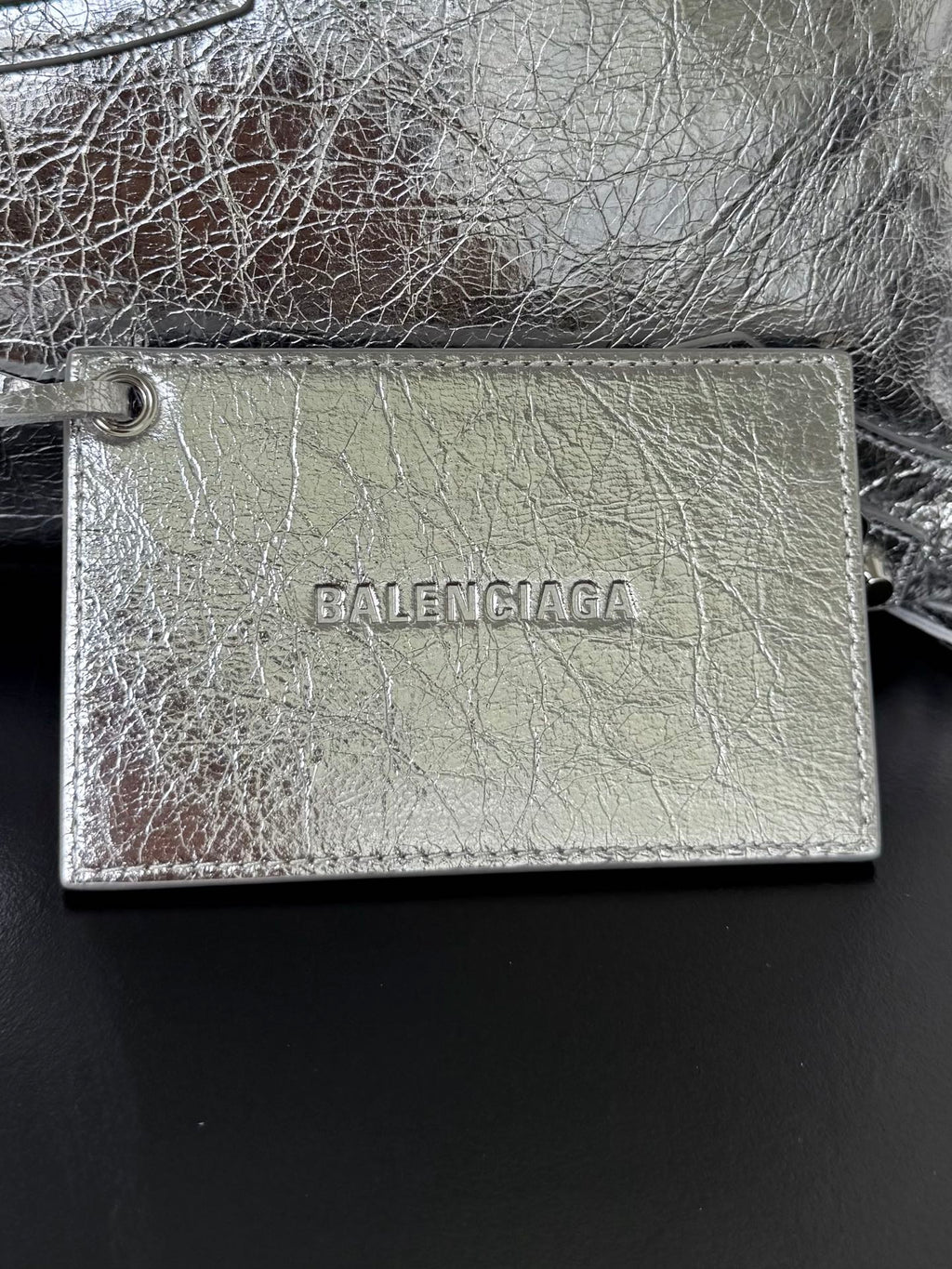 Metallic Silver Medium Balenciaga Le City Bag