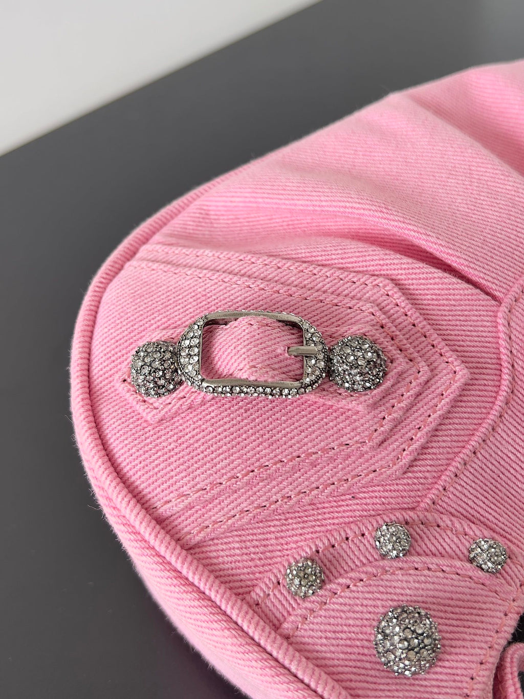 Small Pink Balenciaga Denim Le Cagole Bag