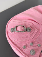 Small Pink Balenciaga Denim Le Cagole Bag