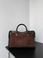 Brown Suede & Leather Balenciaga Le City Bag