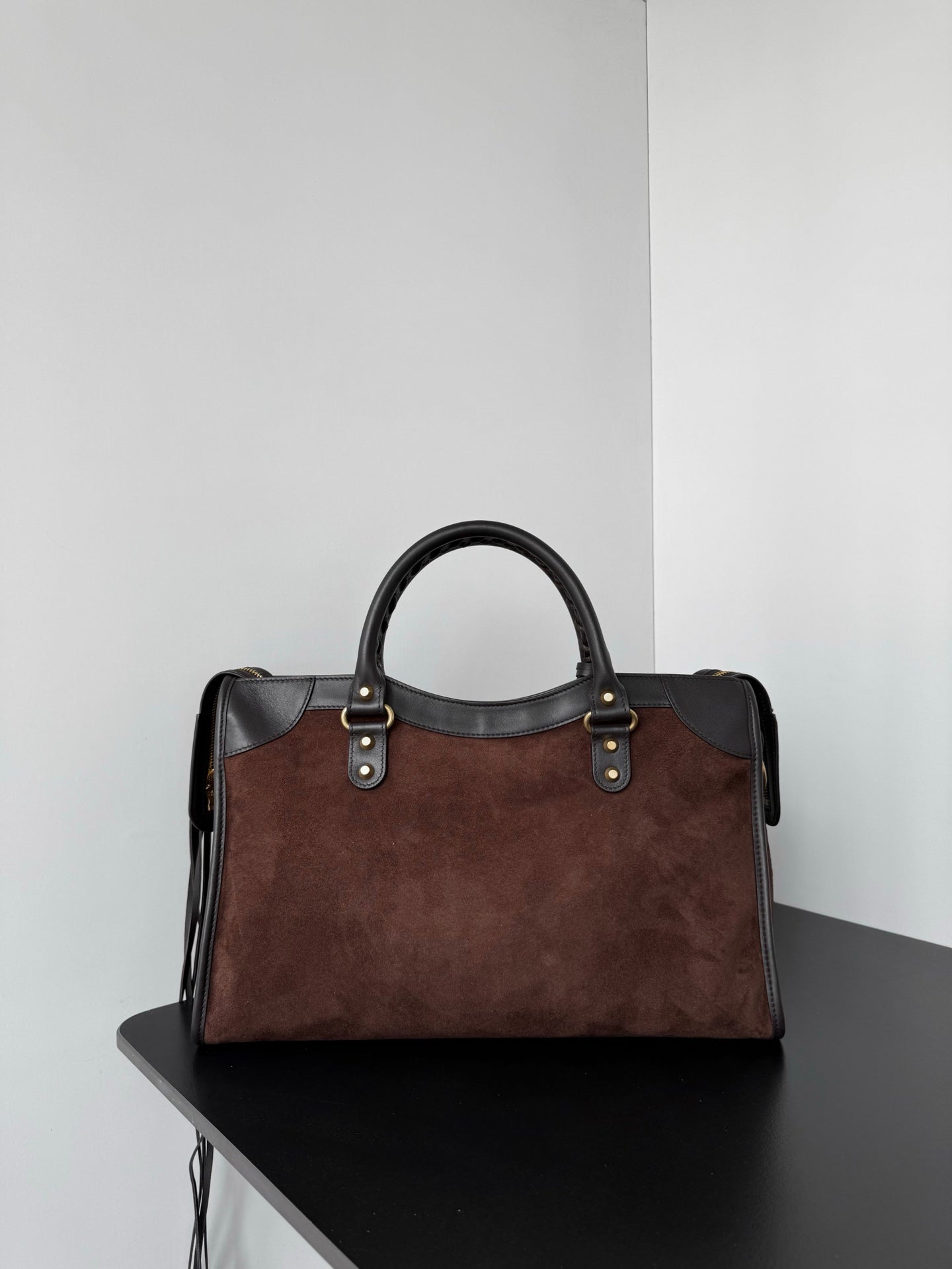 Brown Suede & Leather Balenciaga Le City Bag