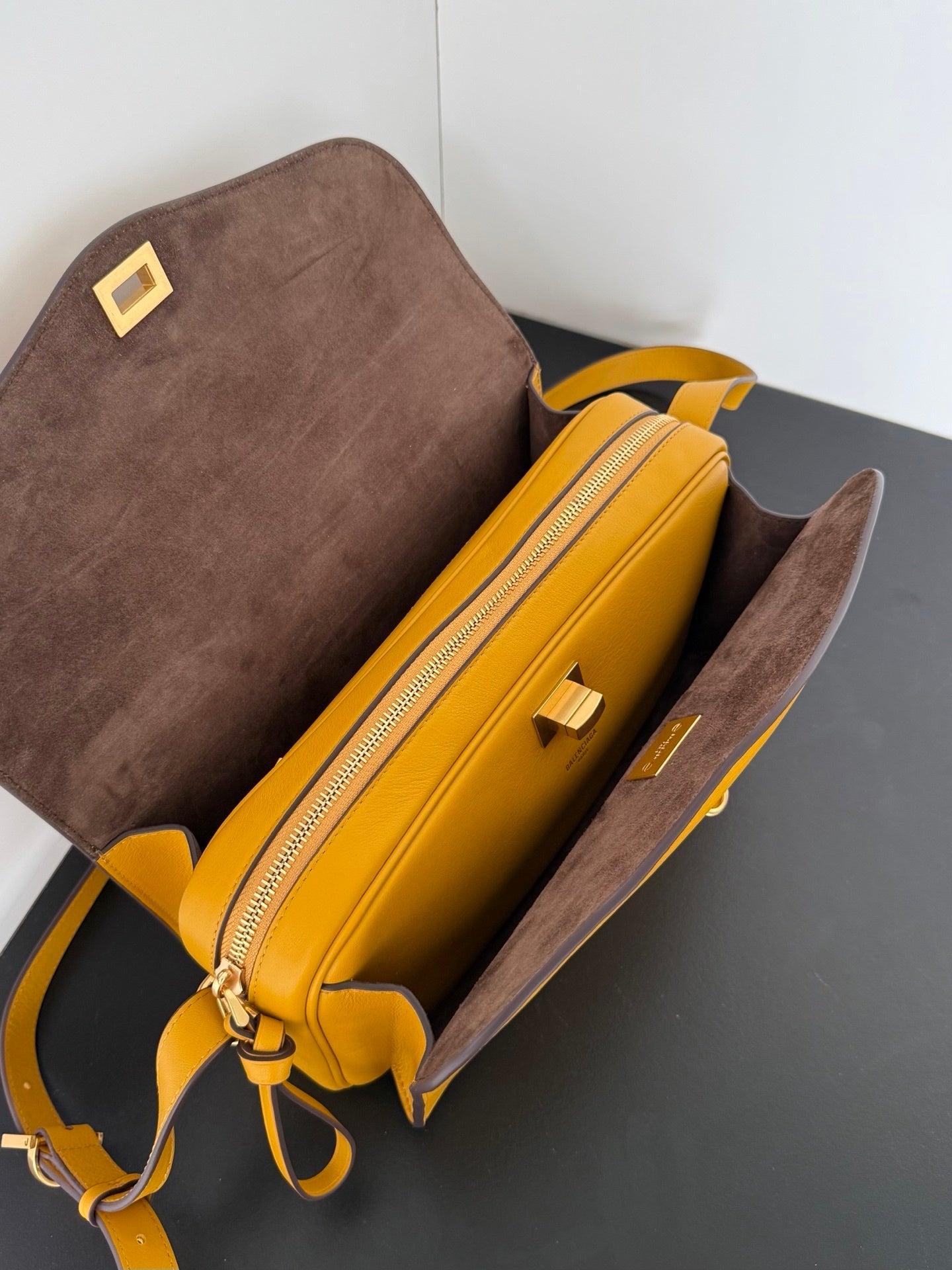 Balenciaga Le 7 Shoulder Bag in “Curry”