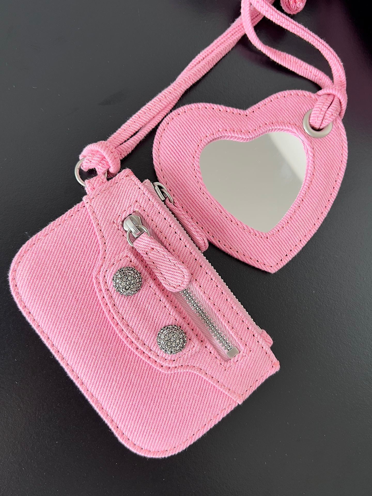 Small Pink Balenciaga Denim Le Cagole Bag