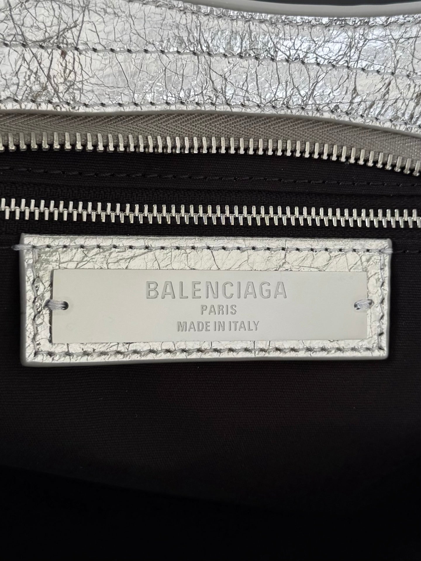 Metallic Silver Medium Balenciaga Le City Bag
