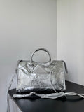 Metallic Silver Medium Balenciaga Le City Bag