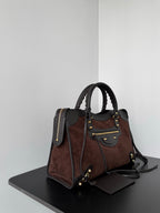 Brown Suede & Leather Balenciaga Le City Bag